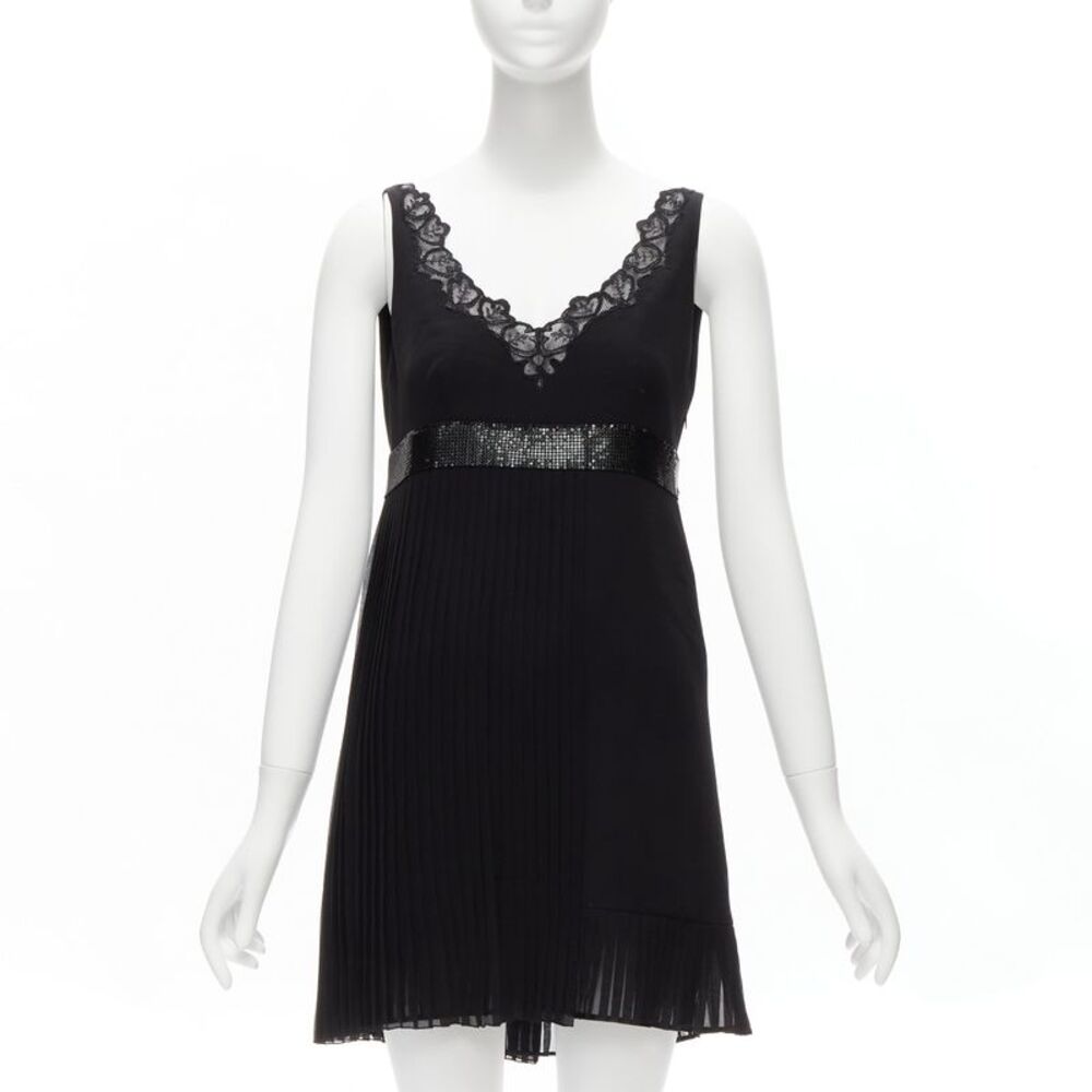 Versace Silk Chainmail Pleated Dress